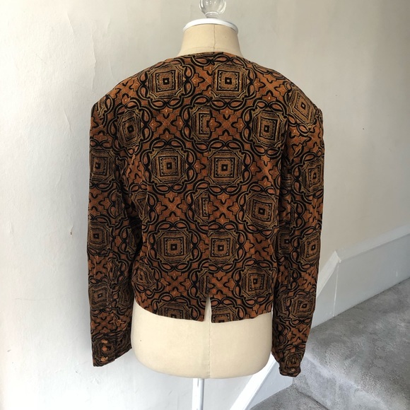 Vintage In•Wear Tile Print Metallic Velvet Jacket - Picture 3 of 8